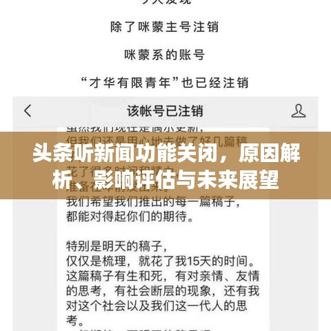頭條聽新聞功能關閉,原因解析、影響評估與未來展望