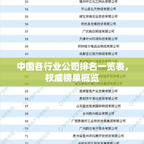 中國(guó)各行業(yè)公司排名一覽表,權(quán)威榜單概覽