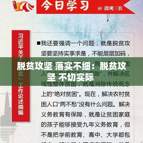 脫貧攻堅 落實不細:脫貧攻堅 不切實際