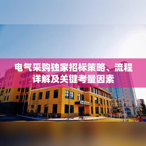 電氣采購獨(dú)家招標(biāo)策略、流程詳解及關(guān)鍵考量因素