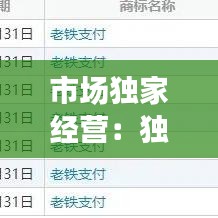 市場(chǎng)獨(dú)家經(jīng)營(yíng):獨(dú)立的市場(chǎng)經(jīng)營(yíng)主體