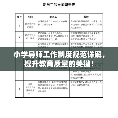 小學導師工作制度規(guī)范詳解,提升教育質(zhì)量的關(guān)鍵!