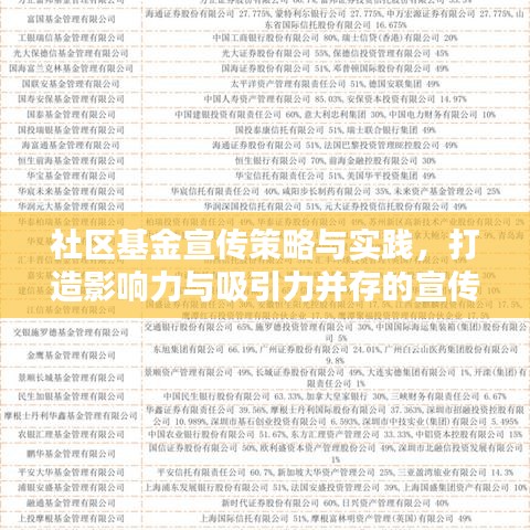 社區基金宣傳策略與實踐,打造影響力與吸引力并存的宣傳標題