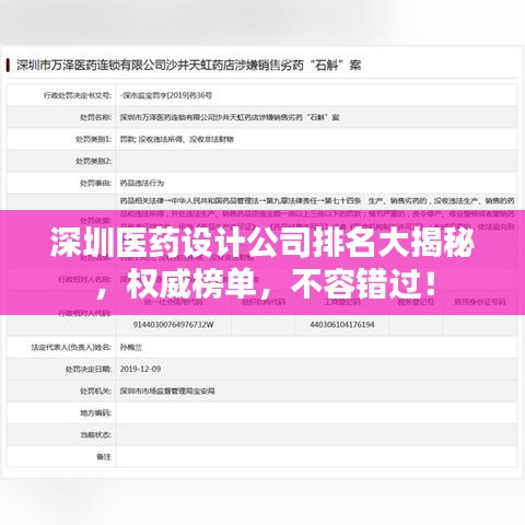 深圳醫藥設計公司排名大揭秘,權威榜單,不容錯過!