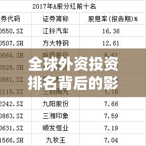 全球外資投資排名背后的影響力揭秘，外資投資趨勢與影響分析