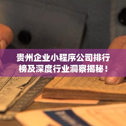 貴州企業(yè)小程序公司排行榜及深度行業(yè)洞察揭秘!